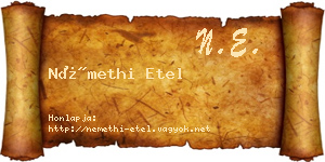 Némethi Etel névjegykártya